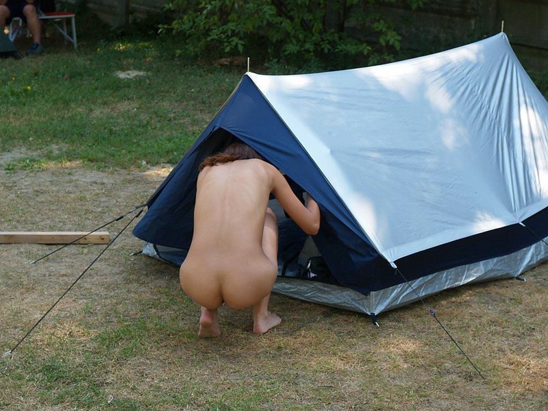 Naked on the campsite