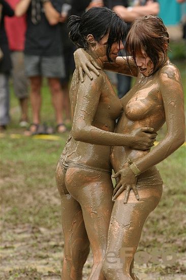 Girls having fun in mud