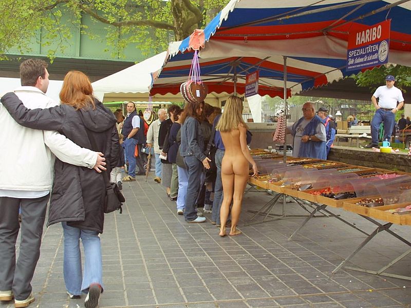 Nude walk to the market