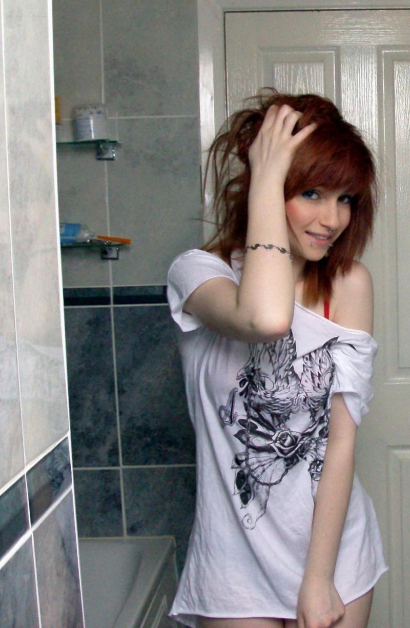Amateur redhead teen in bathroom image