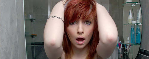 Amateur redhead teen in bathroom