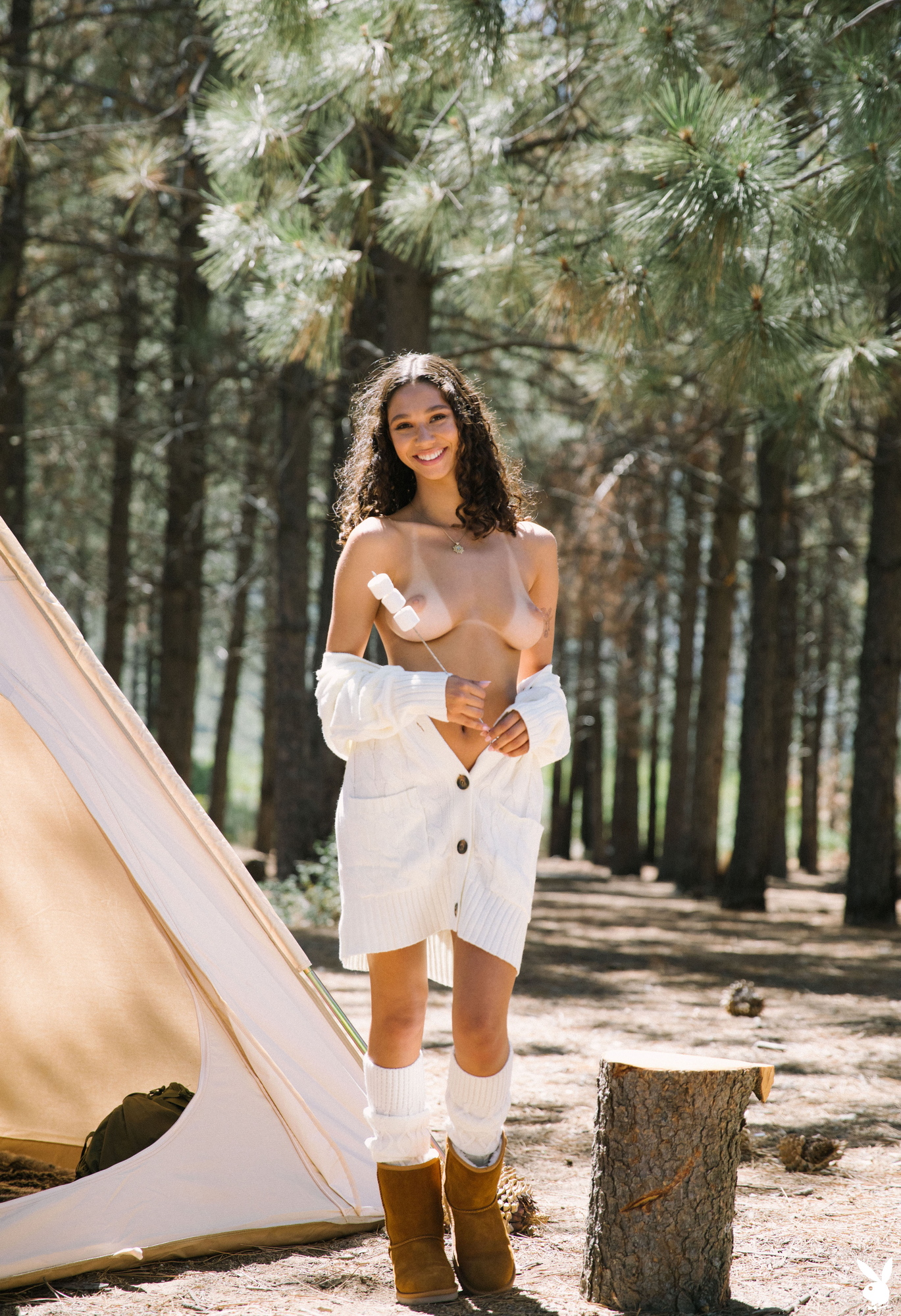 maia-serena-tranquil-setting-naked-brunette-tent-woods-playboy-17
