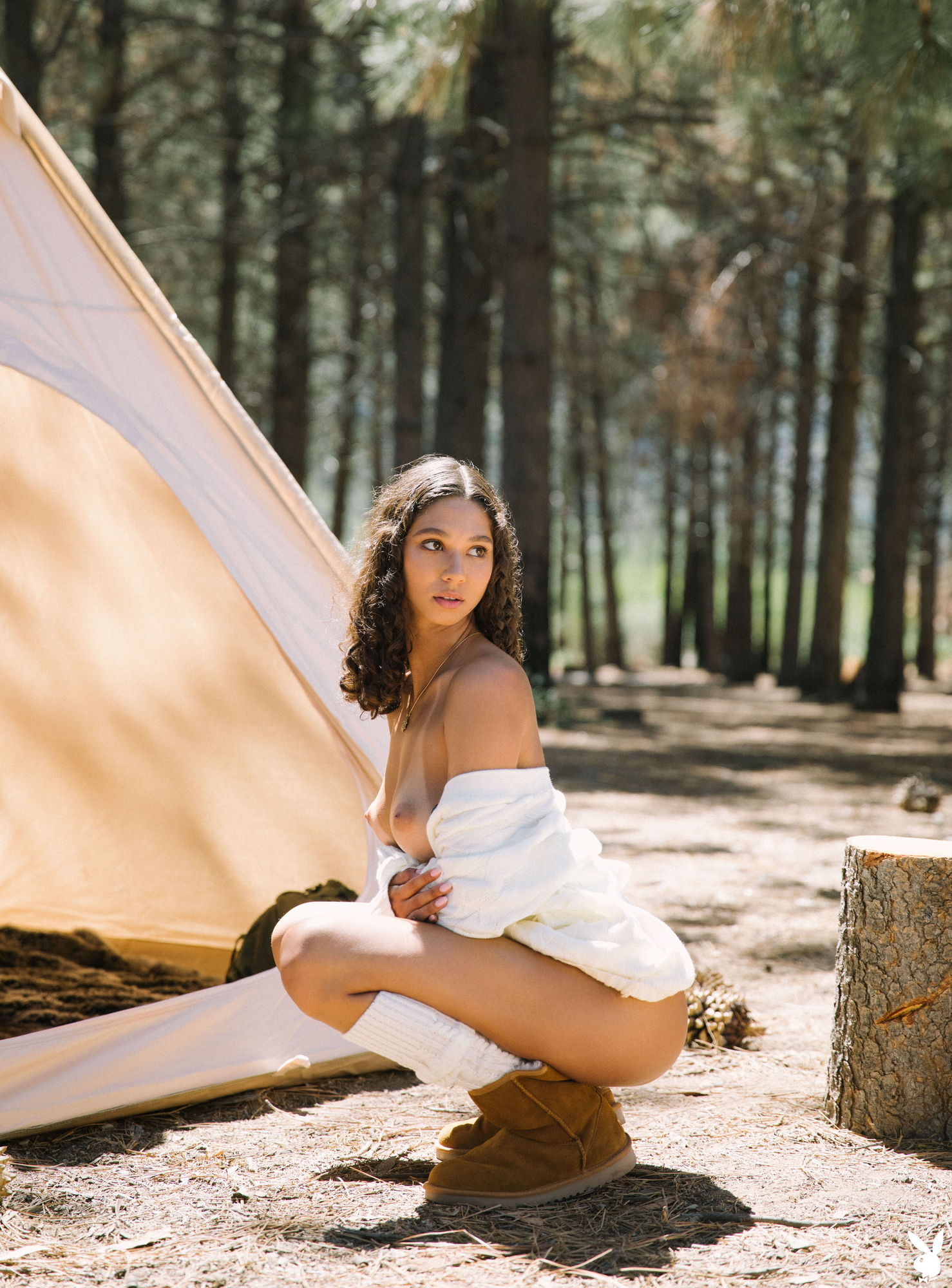 maia-serena-tranquil-setting-naked-brunette-tent-woods-playboy-19