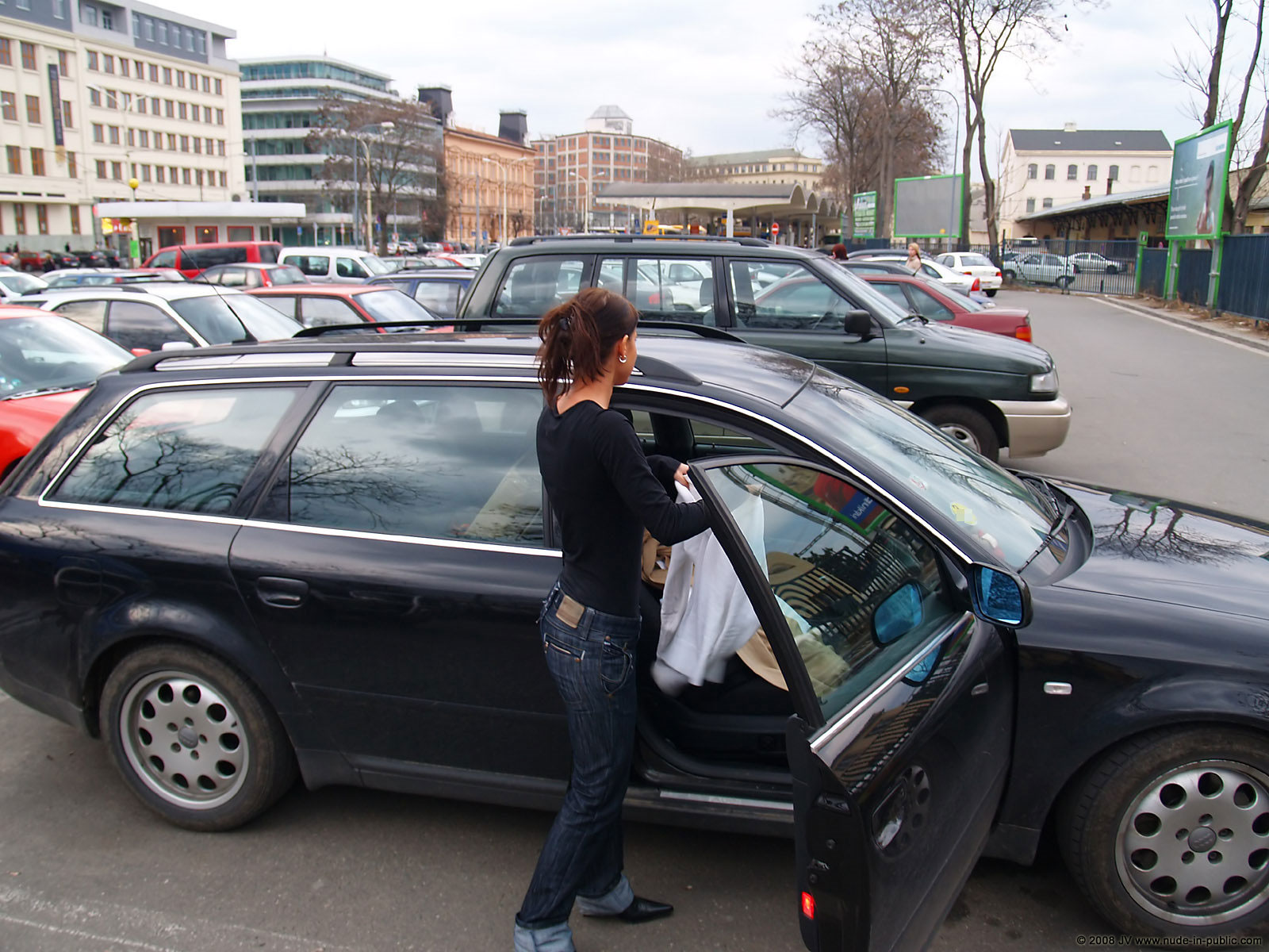 Melisa U Car Audi Flash On Parking Nude In Public 04