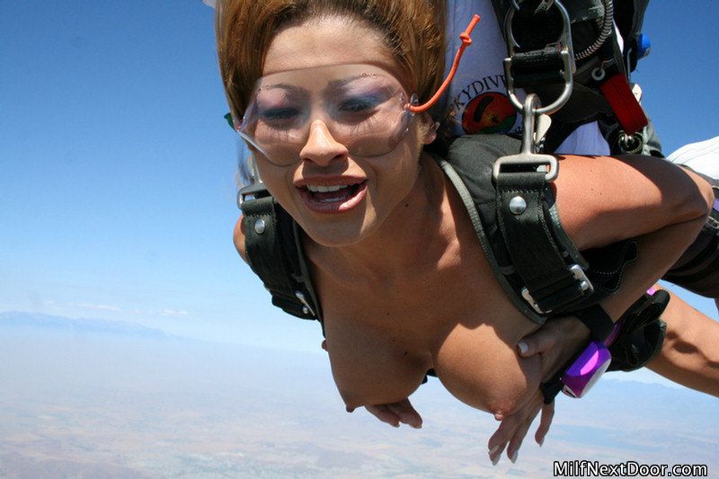 Naked skydiving.