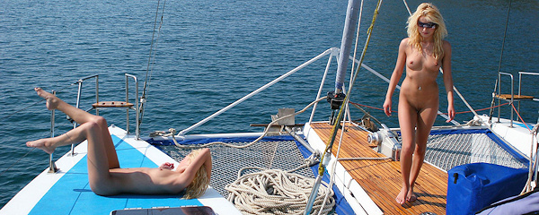 Olga & Oxana on catamaran