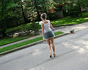 Ann Angel walking with dog