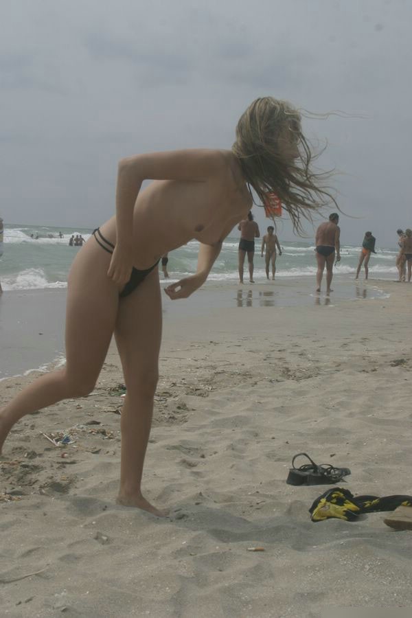 Teen blond on the beach