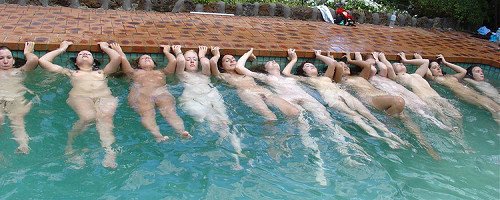 Bunch of girls in the pool