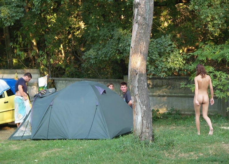 Naked on the campsite