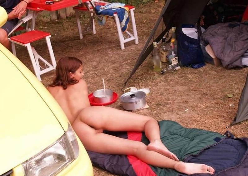 Naked on the campsite