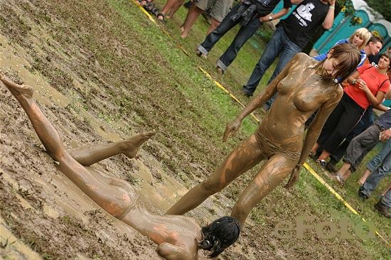Girls having fun in mud