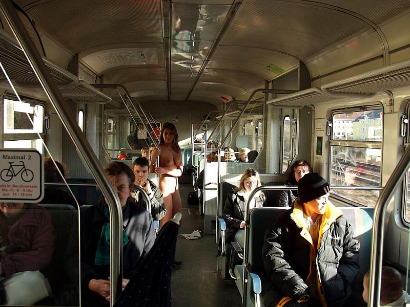Naked in train