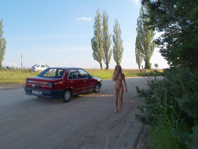 Nude walk to the lake