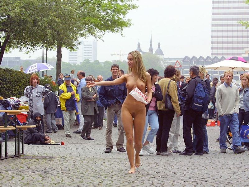 Nude walk to the market