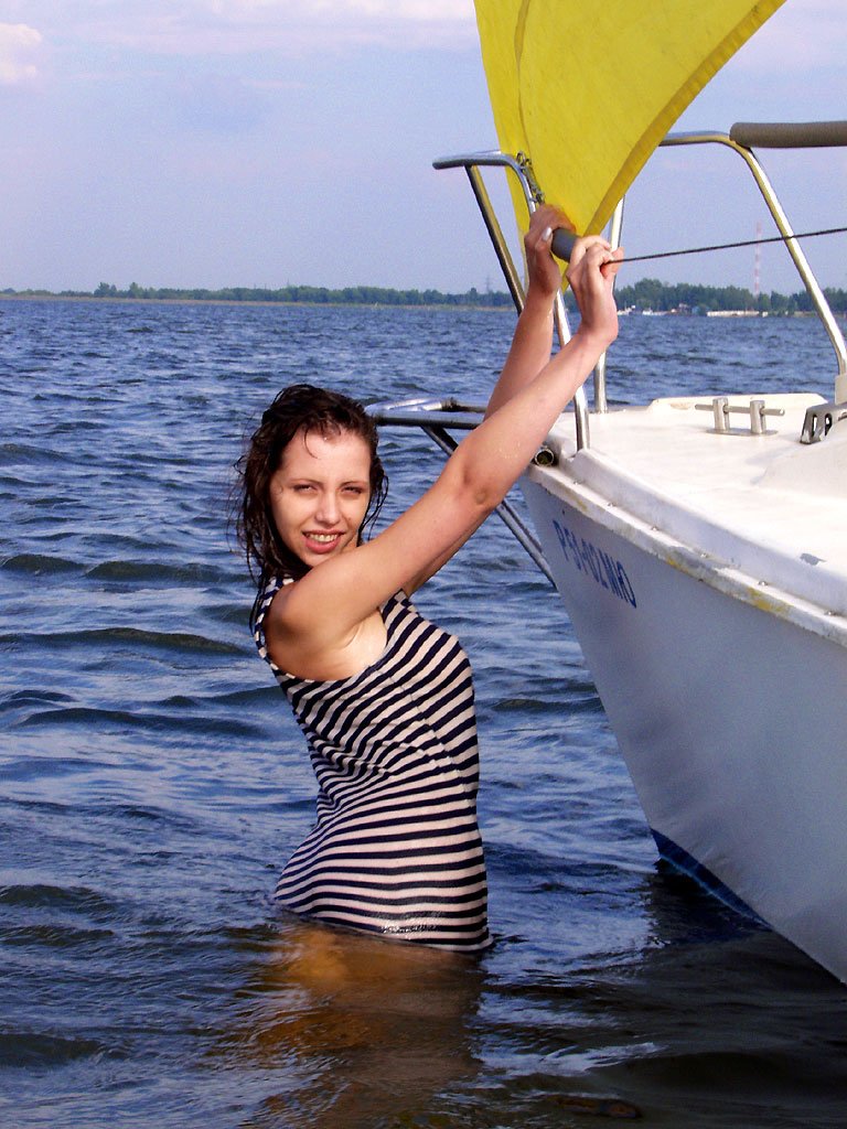 Naked girl on yacht